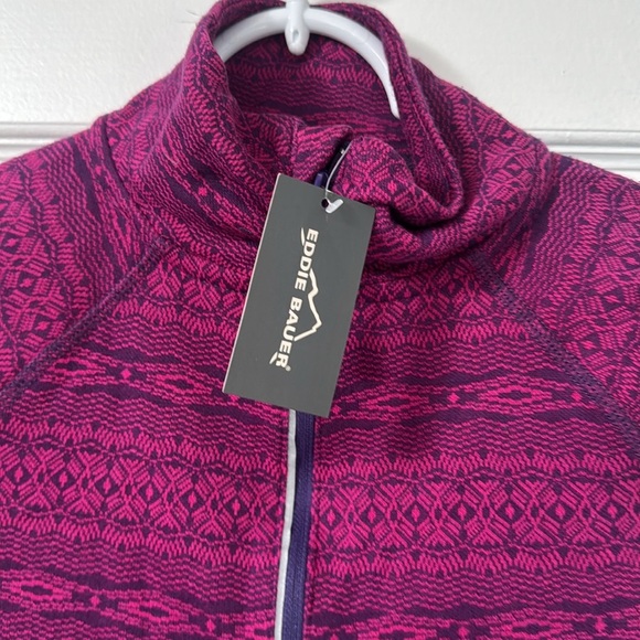 Eddie Bauer 1/4 zip pullover long sleeve small thumb holes back pocket zip NWT - Picture 3 of 7